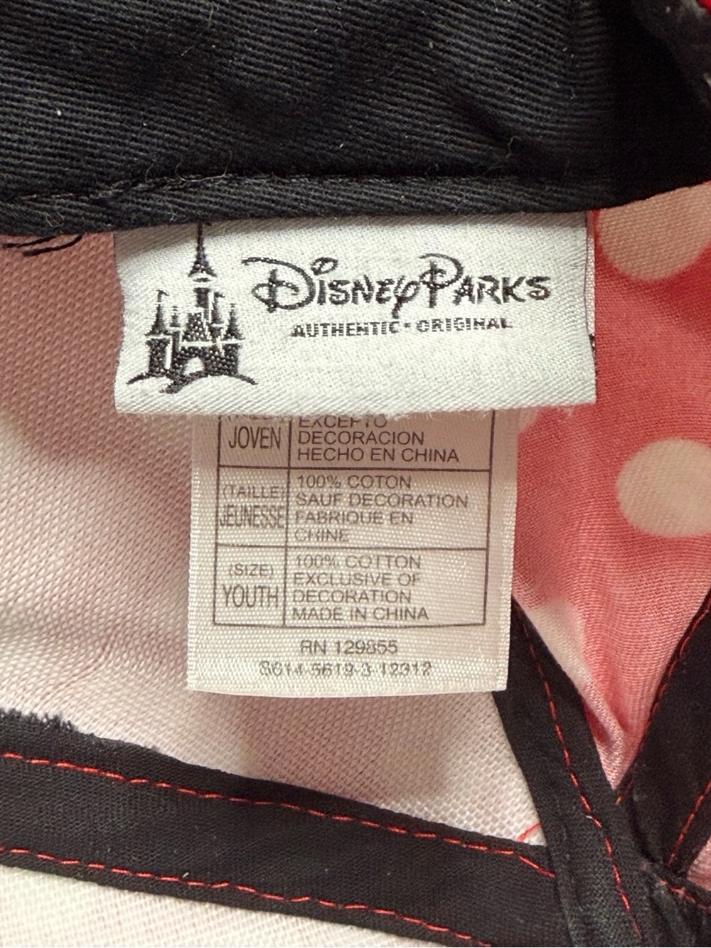 Disney Parks Minnie Mouse Ears Baseball Cap Red Polka Dot Bow Youth WDW - Picture 5 of 5